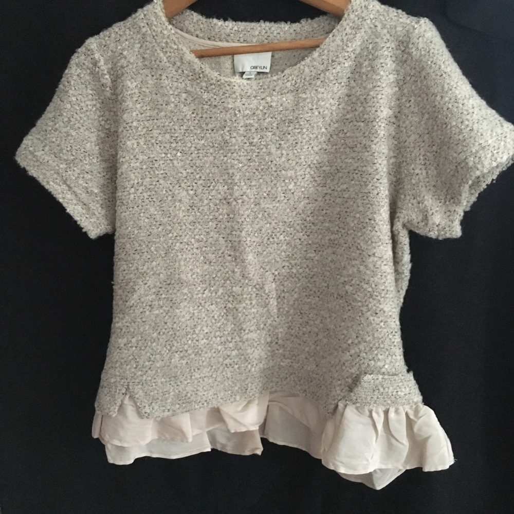 Greylin metallic short-sleeve sweater